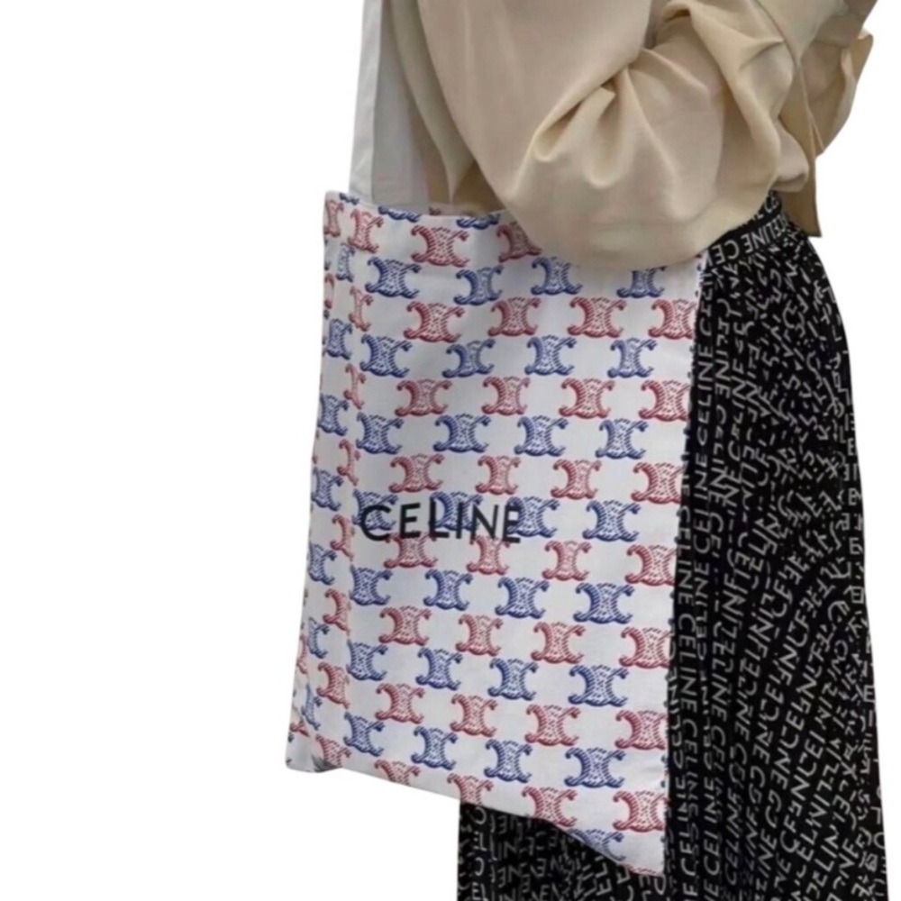 Celine white red blue tote bag